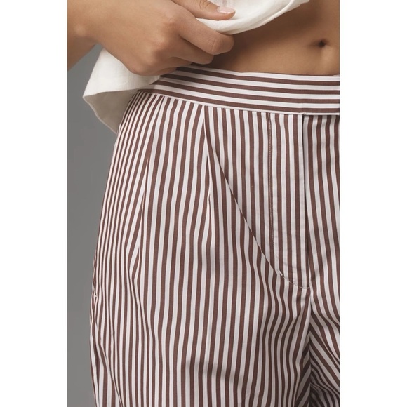 NWT Rag & Bone Lacey Stripe Cotton Poplin Pant Wide Leg Trousers Brown White 00 - Picture 4 of 12